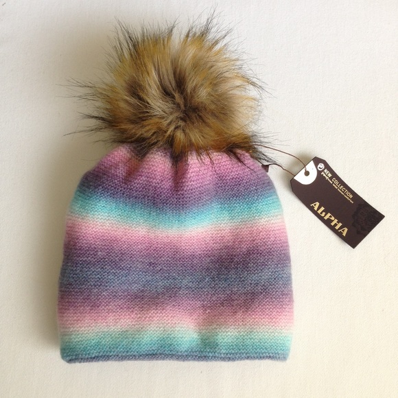 Alpha Accessories - Rainbow Pastel Wool Beanie